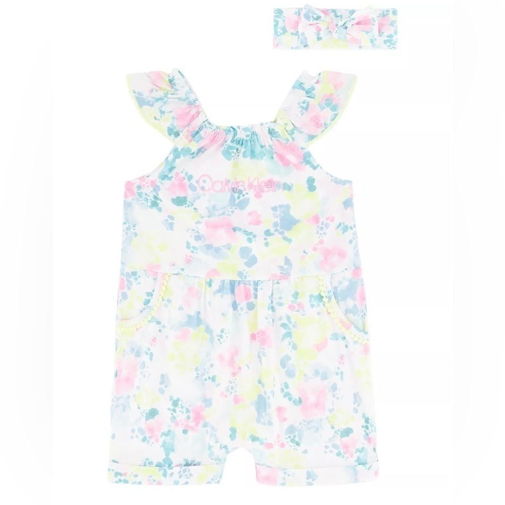 Calvin Klein Baby Tie-Die Romper Set